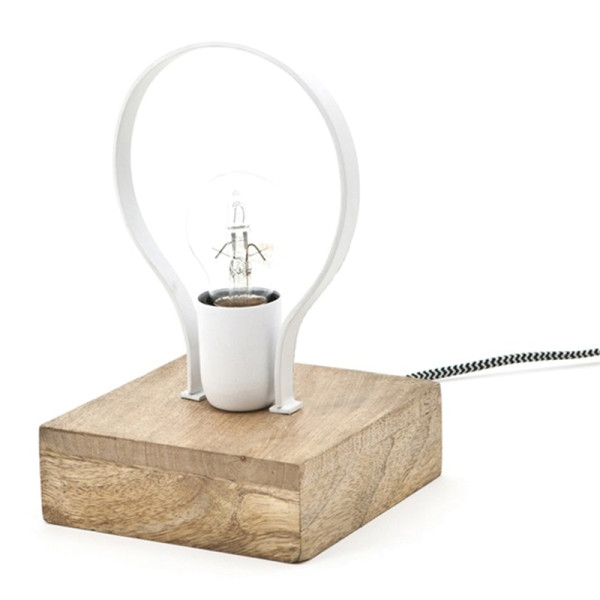 Simplistische tafellamp van hout wit