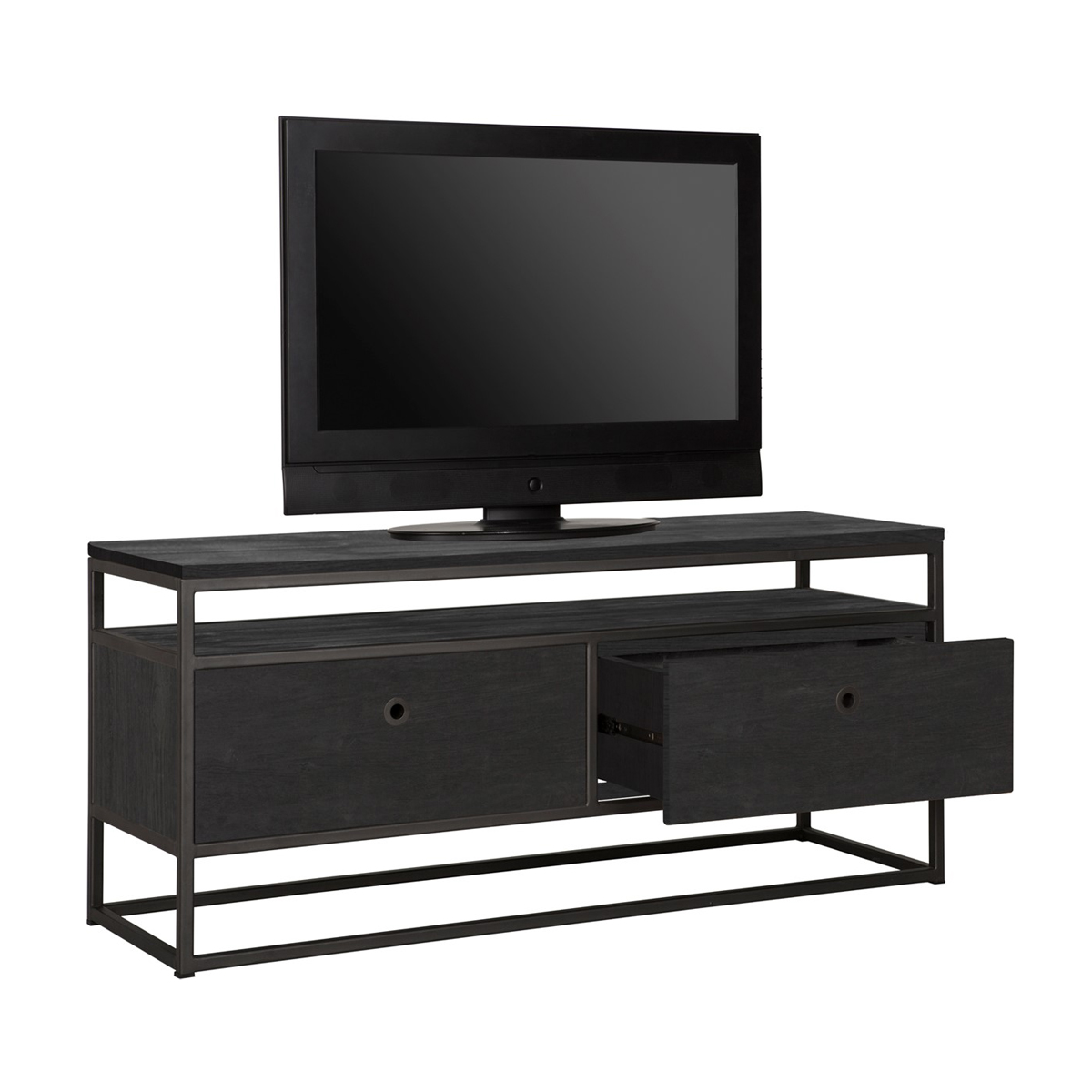 TV-meubel zwart teak 125 cm