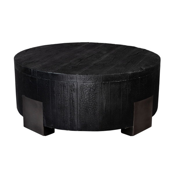 Ronde salontafel zwart hout