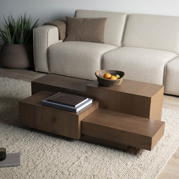 Grote salontafel eiken blokken