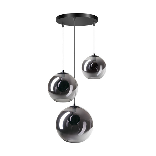 Trapse hanglamp met 3 glasbollen