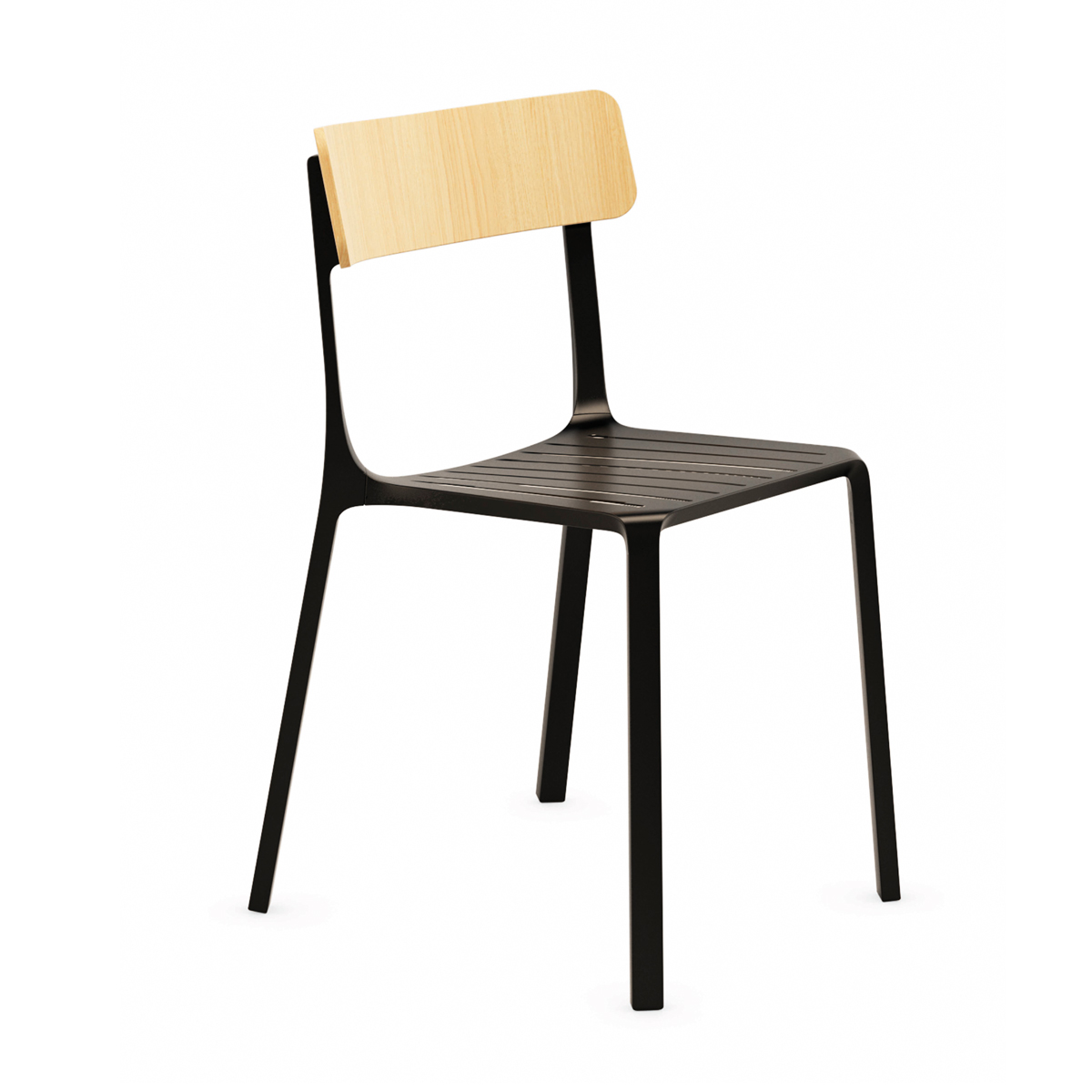 Design stoel met houten zitting