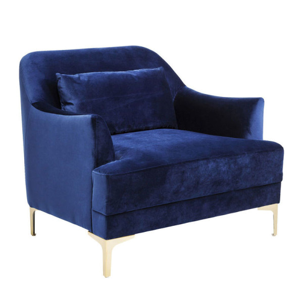 Donkerblauwe suede fauteuil