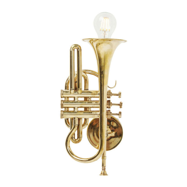 Wandlamp met gouden trompet