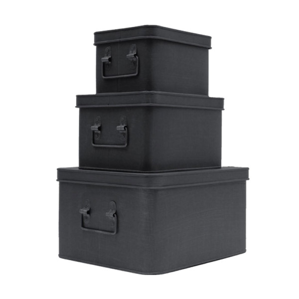 pantoffel Detecteerbaar houten LABEL51 Boxes | Opbergkist van zwart metaal | LUMZ