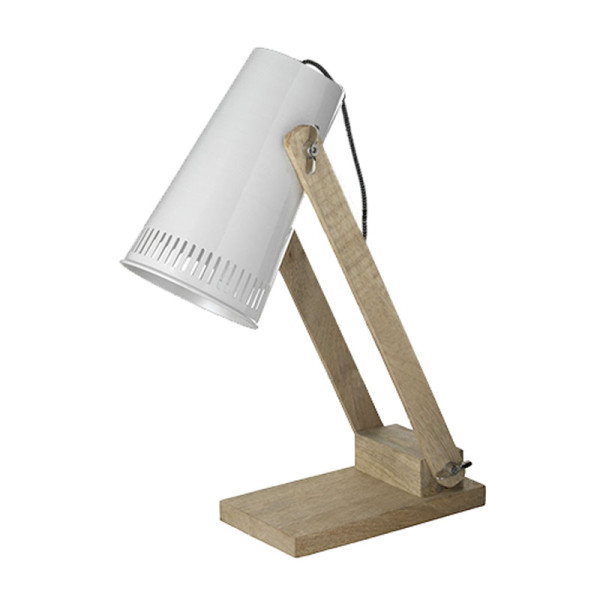 Houten bureaulamp met metaal
