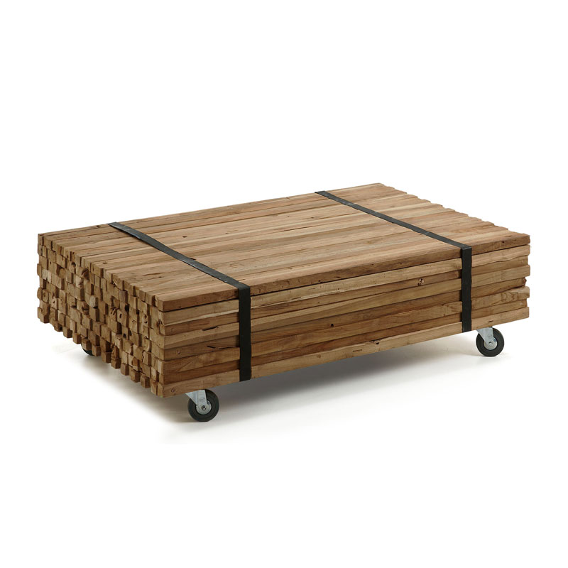Verrijdbare salontafel van hout