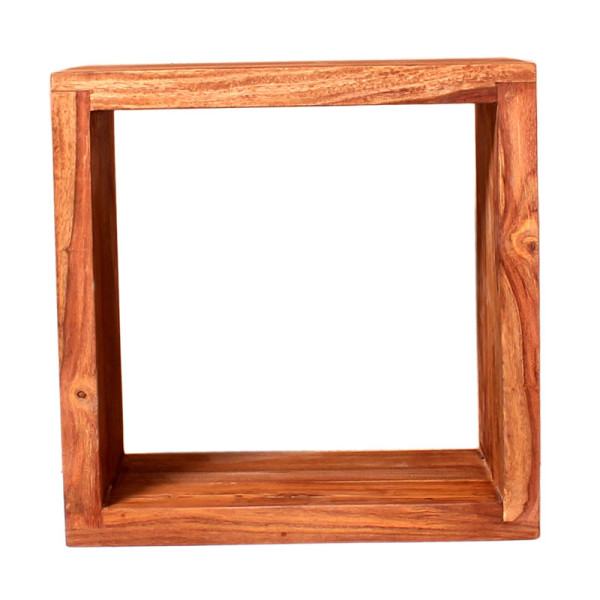Vierkante wandplank van hout