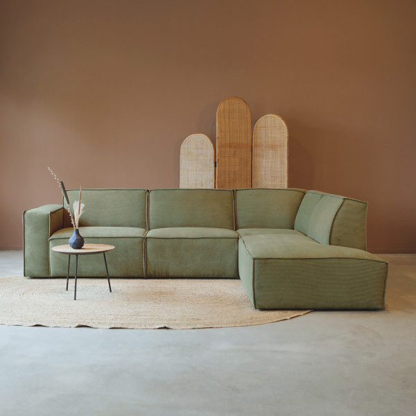 Ribstof hoekbank modern