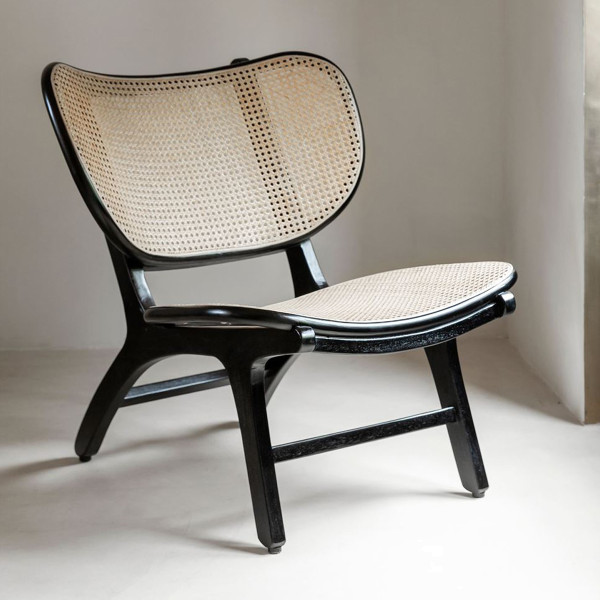 Design futeuil rotan zwart