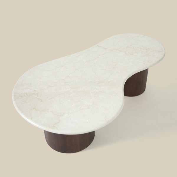 Organische salontafel beige marmer