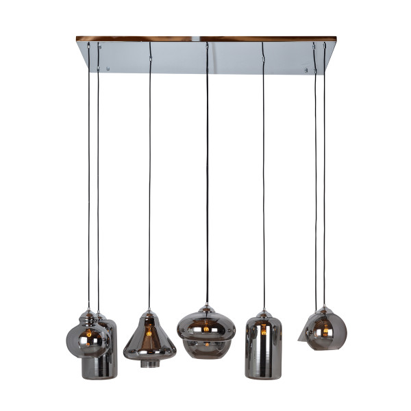 Design eettafel hanglamp rookglas