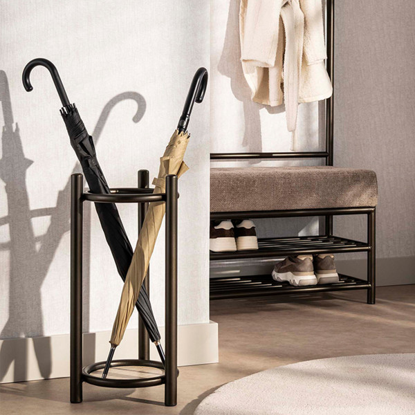 Ronde paraplubak met bronskleurig frame