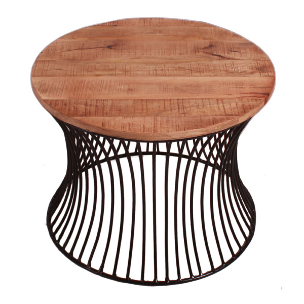 Ronde salontafel met houten blad