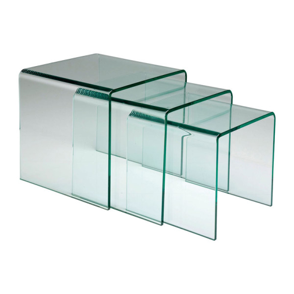Set van drie glazen bijzettafels