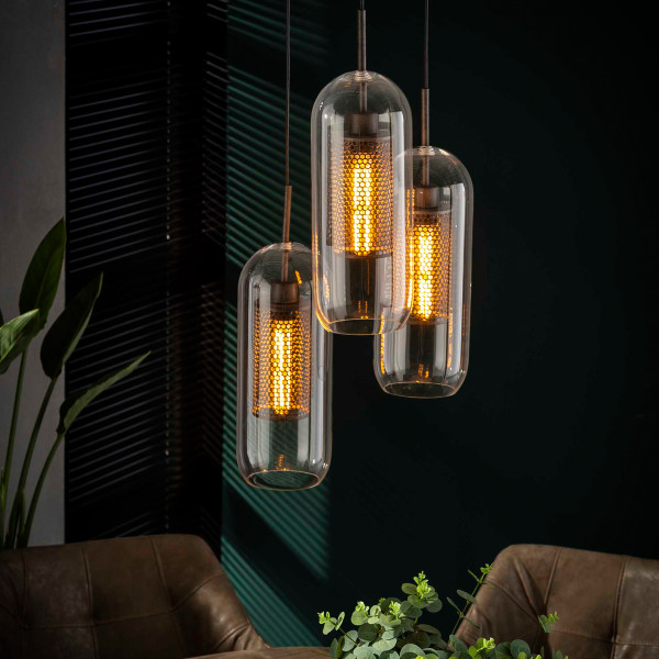 Trapse hanglamp met glazen cylinders