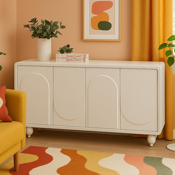 Wit dressoir organische vorm