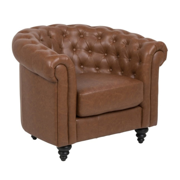 Bruine Chesterfield fauteuil