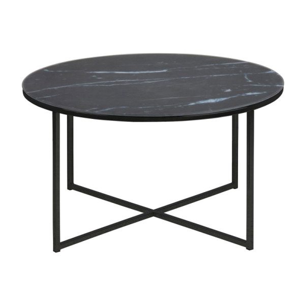 Zwarte ronde salontafel met marmer print