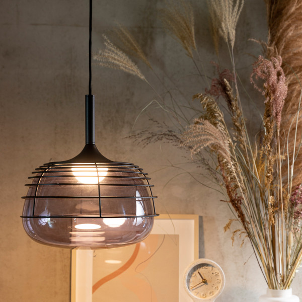 Design hanglamp met rookglas