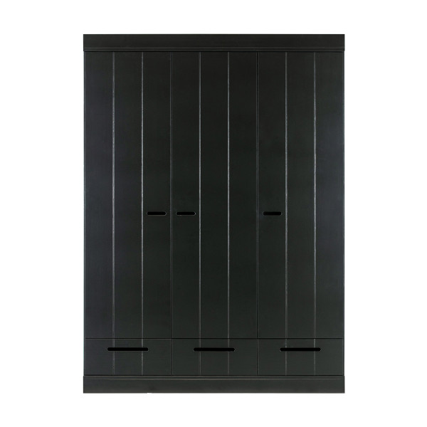 Zwarte kledingkast 3-deurs met lades
