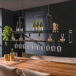 Bar hanglamp met wijnglazen rek