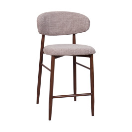 Barkruk met rugleuning walnoot beige