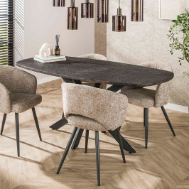 Eettafel deens ovaal grijs metallic