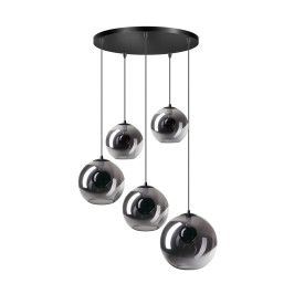 Trapse hanglamp met 5 glasbollen