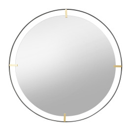 Ronde spiegel zwart goud 90 cm