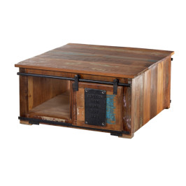 Vierkante salontafel van gerecycled hout