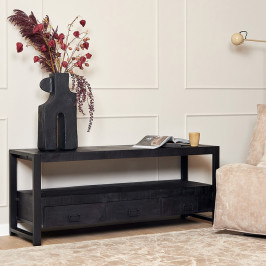 Tv-meubel van zwart mangohout