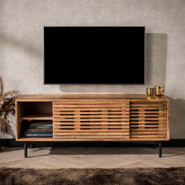 Tv-meubel met schuifdeuren acacia hout
