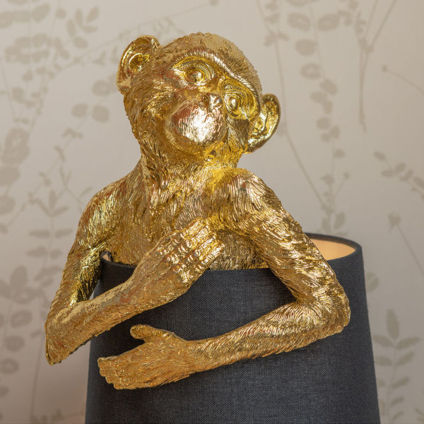 Ontslag compileren Me Kare Design Monkey Gold | Gouden aap lamp met blauwe kap | 61602 | LUMZ
