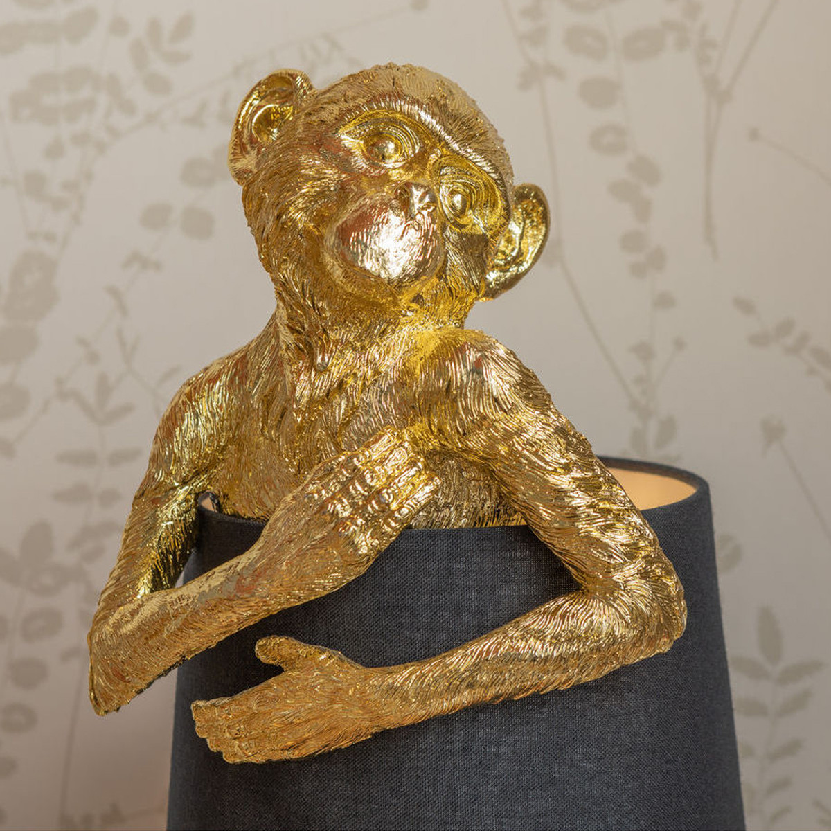 geluk Bondgenoot autobiografie Kare Design Monkey Gold | Gouden aap lamp met blauwe kap | 61602 | LUMZ
