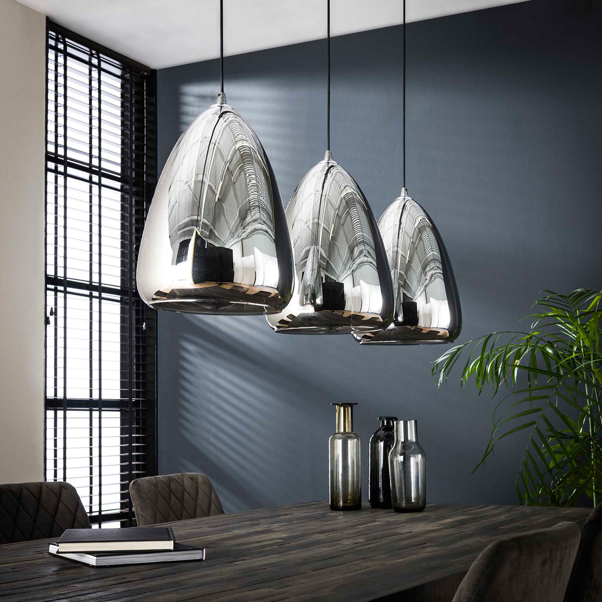 Voor u Inactief fysiek Eettafel hanglamp spiegel glas | Santa Silver Pearl | LUMZ