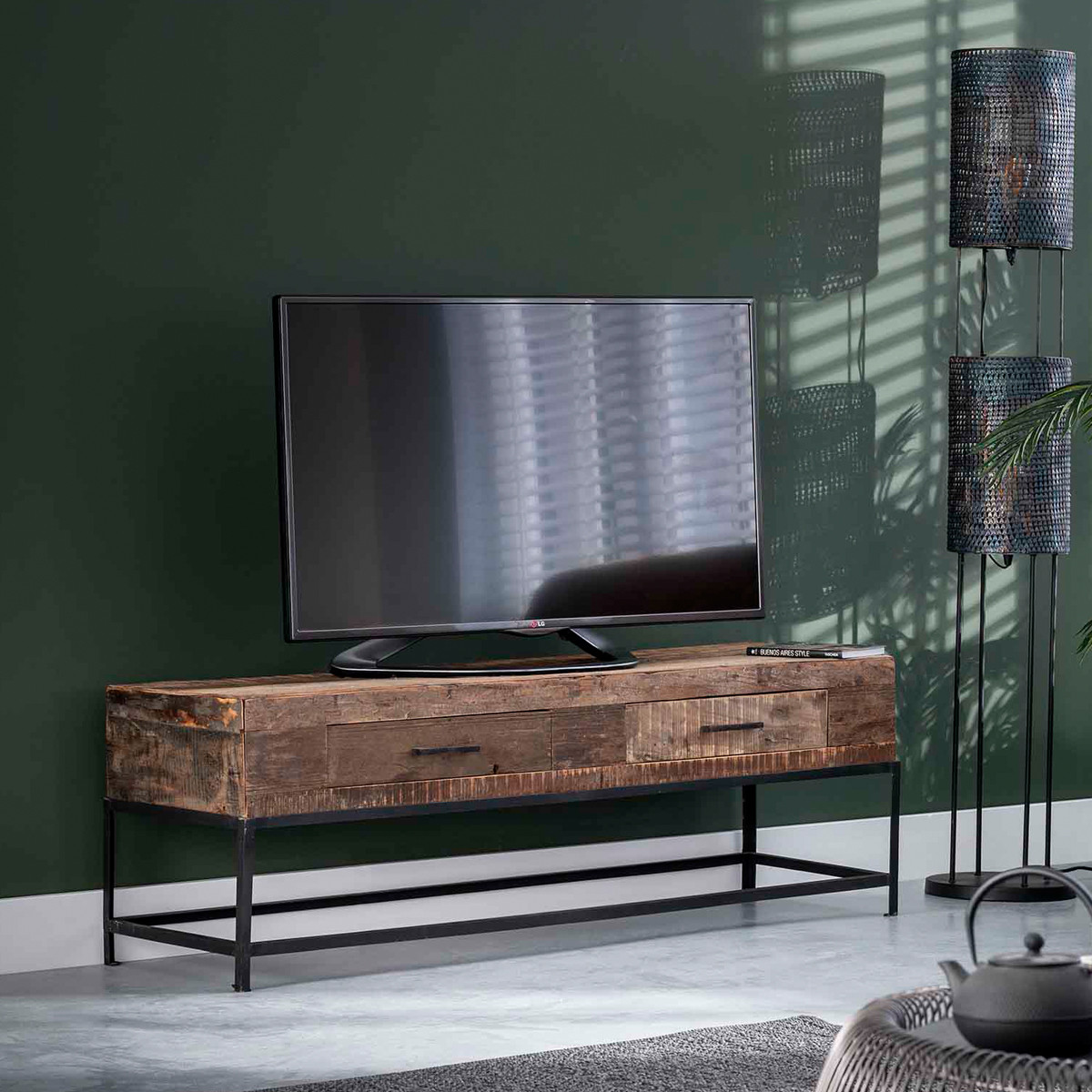 Onbevredigend twintig communicatie TV-meubel hout met twee lades | Giani Lodge | LUMZ