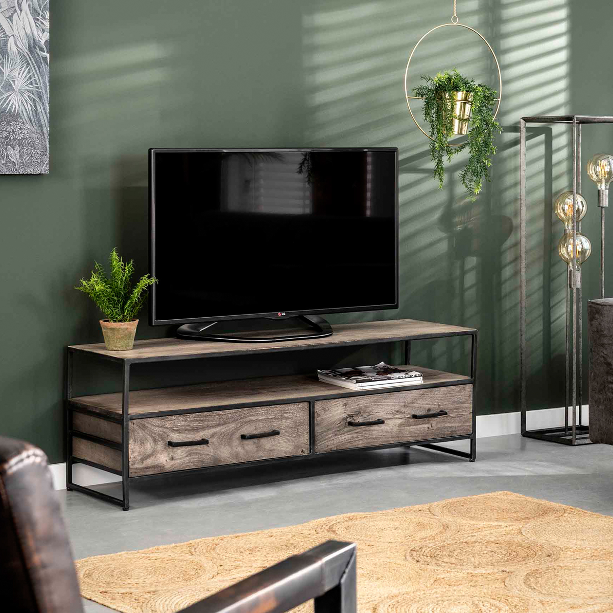 mosterd chaos honderd Industrieel tv-meubel van grijs hout | Giani Turf | LUMZ